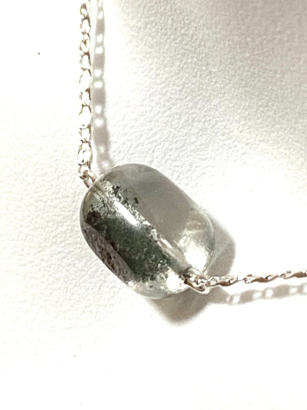 2/$20, Natural Phantom Quartz Short Necklace, Genuine Gemstone & Stainless Chain